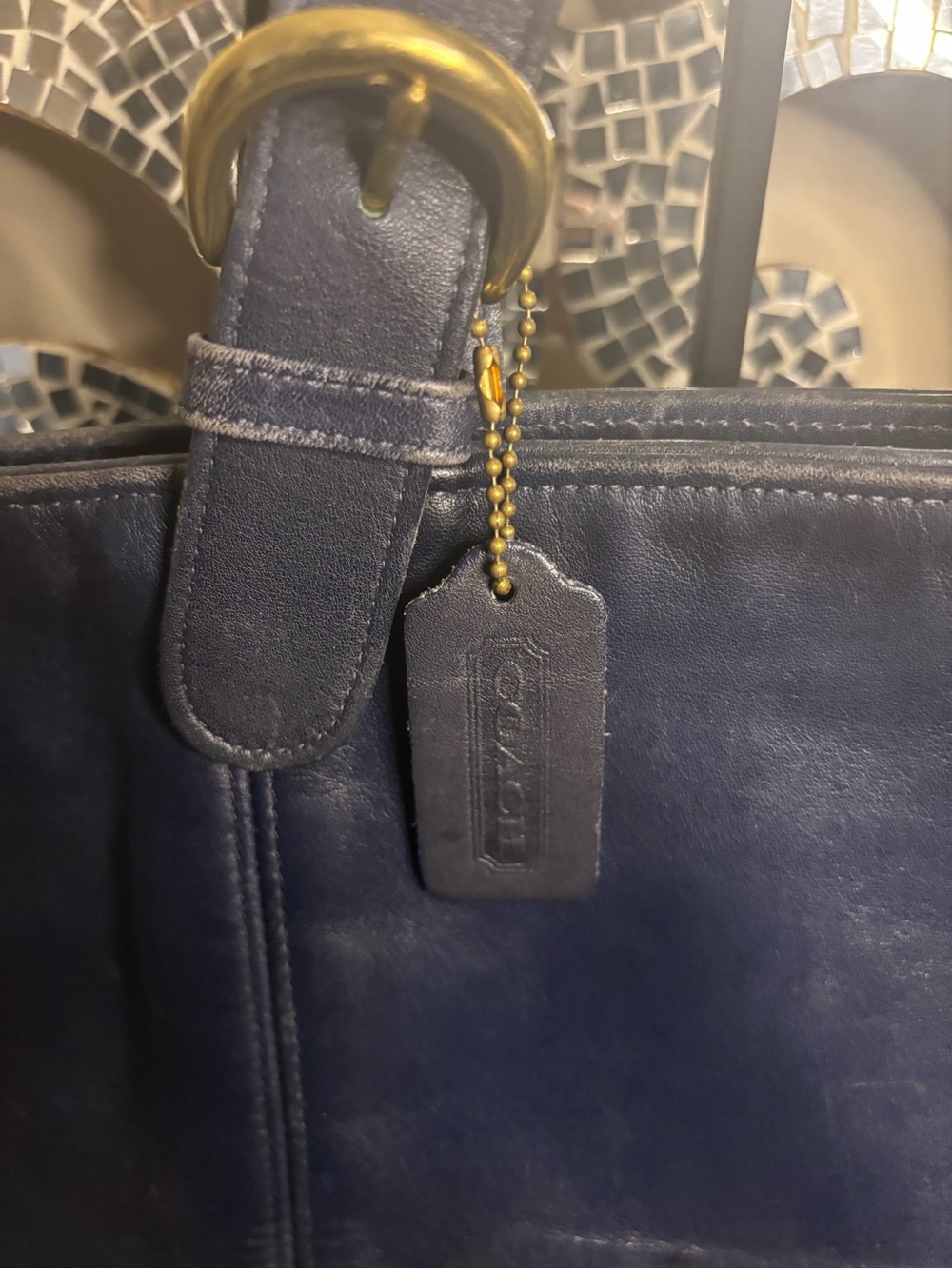 🩷Vintage Coach Navy Leather Handbag - Picture 3 of 7